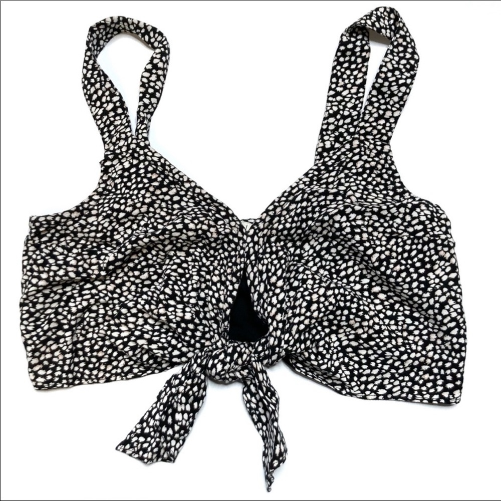 Abercrombie & Fitch tie front crop top black white dots size S Small
